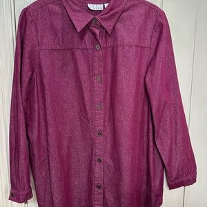 Joan Rivers Magenta Button-Up Shirt NWOT